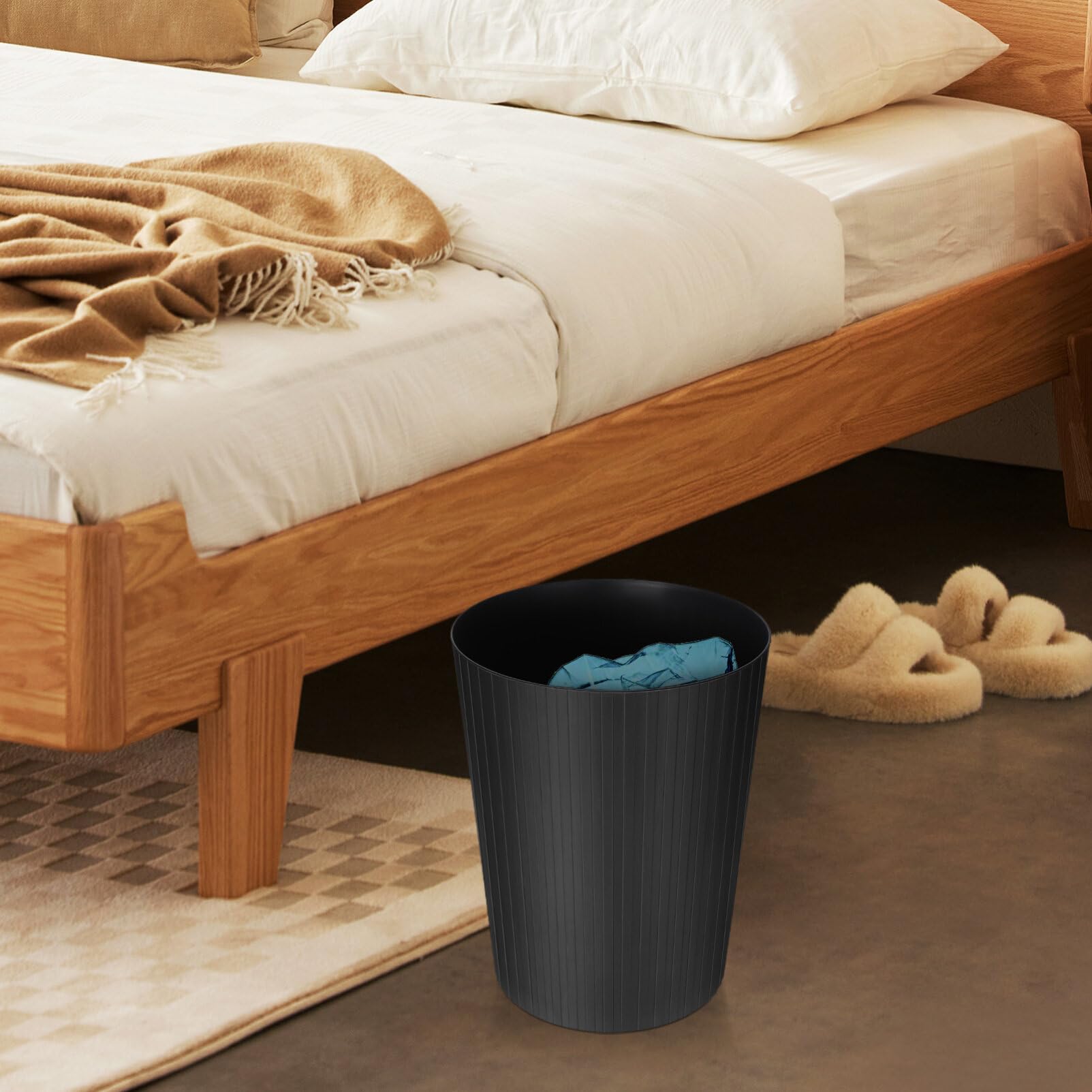 Small Trash Can: 1.8 Gallons Bathroom Wastebasket - 10.41×8.02×6.59in Plastic Garbage Can for Under Desk Bedroom Living Room