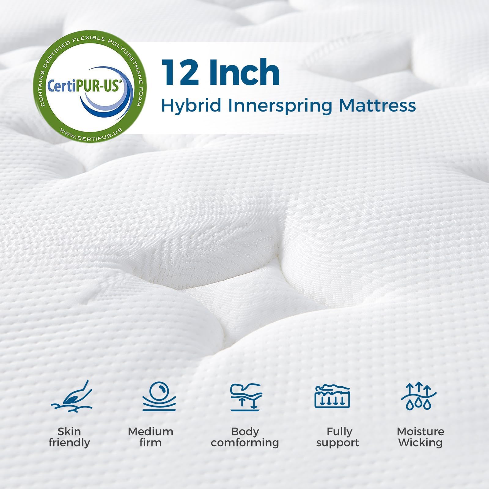 Eseren Queen Mattress, 12 inch Gel Memory Foam Hybrid Mattress, Individual Pocket Spring Queen Bed Mattress, Breathable - Medium Firm - Motion Isolation Queen Mattress, 80 x 60 x 12 Inch