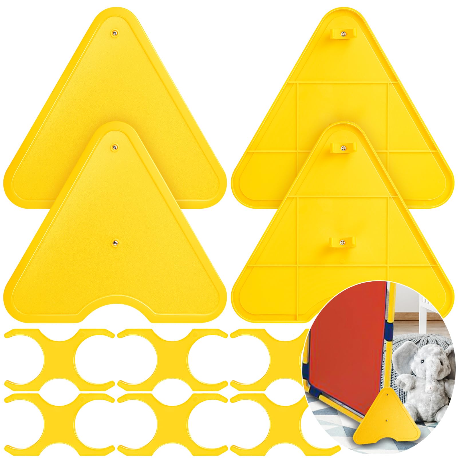 Threehoney 4 Pcs Replacement Cantilever Support Legs with 8 Pcs Claw Clamps Plastic Support Feet for Room Dividers Classroom Day Care Preschool, Yellow