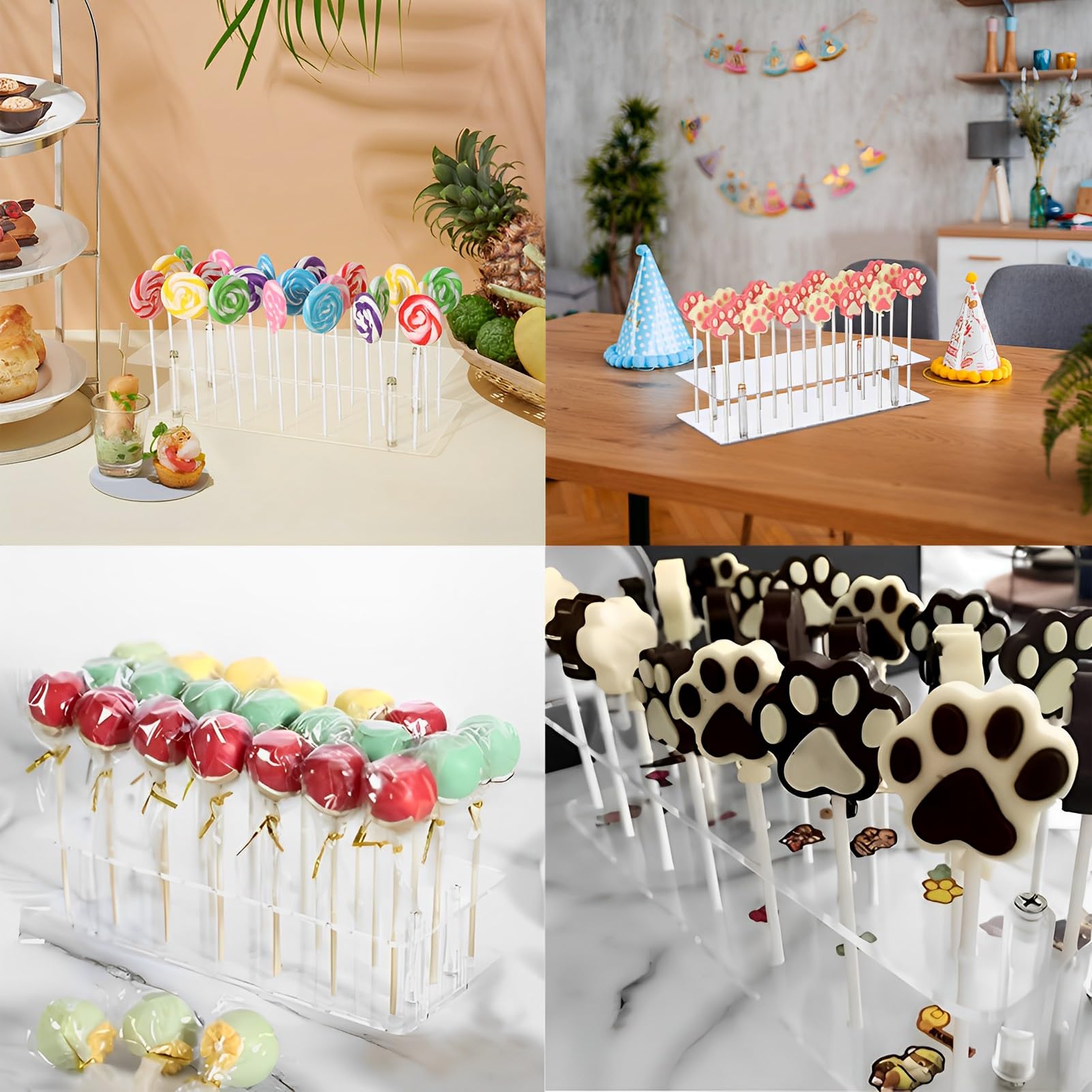 KEHHVCY Cake Pop Stand for Drying, 21 Hole Lollipop Stand and Cake Pop Holder Stand, Acrylic Cake Pop Resting Tray and Lollipop Holder Stand, Cake Pop Display for Various Party Activities