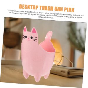 MAGICLULU Cat Shaped Trash Can Plastic Waste Basket Countertop Trash Can Mini Baskets Desk Trash Can Mini Plastic Baskets Rv Trash Can Garbage Can Kawaii Cat Trash Can Pink Cat Trash Bin