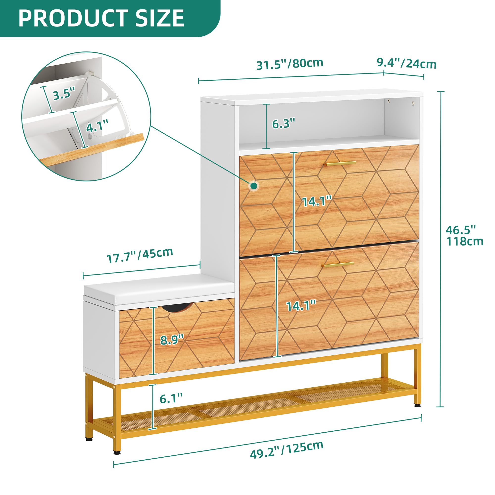 YITAHOME Shoe Cabinet with 2 Flip Drawers for Entryway, Large Shoe Storage Cabinet with Shoe Storage Bench, Hidden Narrow Shoe Rack with Door Shoe Storage Organizer for Living Room, White