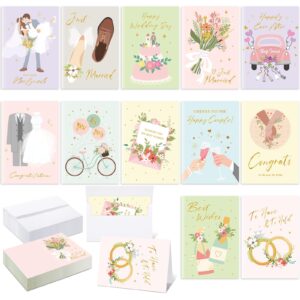 motimind 12 styles wedding cards for the bride and groom with envelopes 5”x7” wedding congratulations card assorted greeting cards for bridal shower, engagement