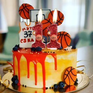 iNINGER Birthday Candle Number 10 Red NBA Birthday Cake Candle with Red Basketball Birthday Candle 10th,Birthday Party Kids Adults Numeral Anniversary Celebrations Supplies,Fun and Unique Party Decor