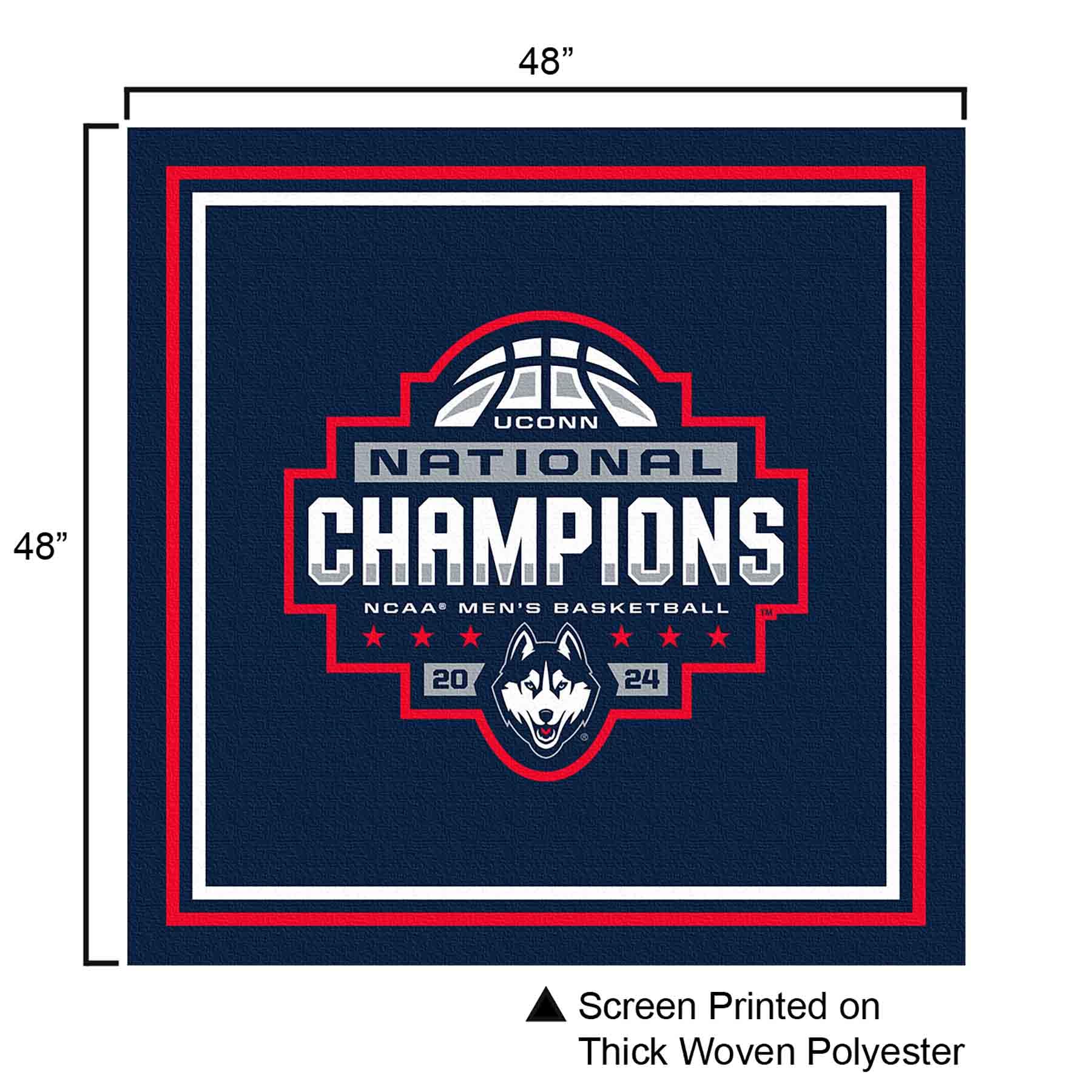 College Flags & Banners Co. Connecticut Huskies 2024 Basketball National Champions Logo Tablecloth or Table Overlay