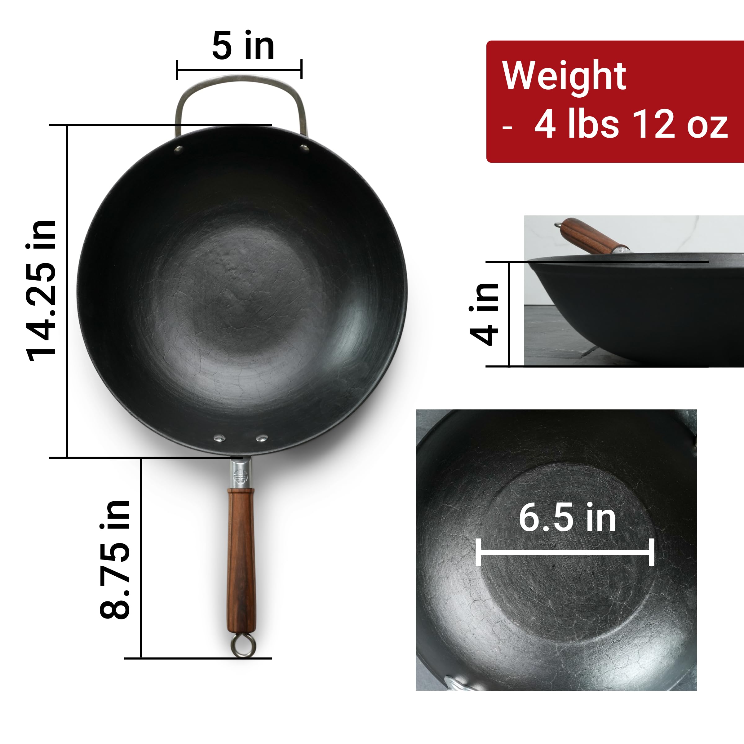 Nomware premium 14-inch lightweight cast iron wok (includes glass lid and chain mail scrubber)