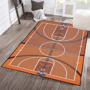 MISEV Basketball Court Area Rug Basketball Field Patterned Carpet Basketball Sports Rugs Non-Slip Floor Mat for Living Room Bedroom Playroom Decor Gift for Basketball Lovers 36X24 inch