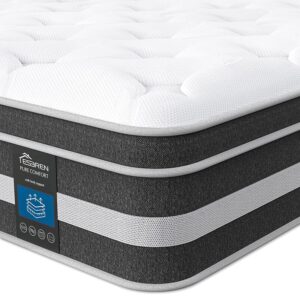 eseren queen mattress, 12 inch gel memory foam hybrid mattress, individual pocket spring queen bed mattress, breathable - medium firm - motion isolation queen mattress, 80 x 60 x 12 inch