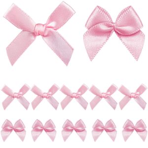 hfkpjrt 300pcs mini pink bows - 1.5" mini bows for crafts, mini satin bows for gift wrapping, mini ribbon bows for diy, baby shower, birthday party, wedding decorations, christmas bows for present