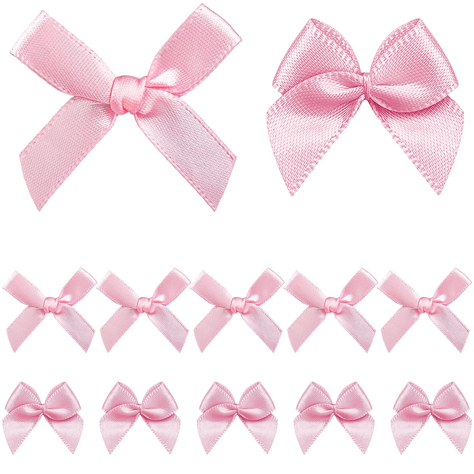 HFKPJRT 300Pcs Mini Pink Bows - 1.5" Mini Bows for Crafts, Mini Satin Bows for Gift Wrapping, Mini Ribbon Bows for DIY, Baby Shower, Birthday Party, Wedding Decorations, Christmas Bows for Present