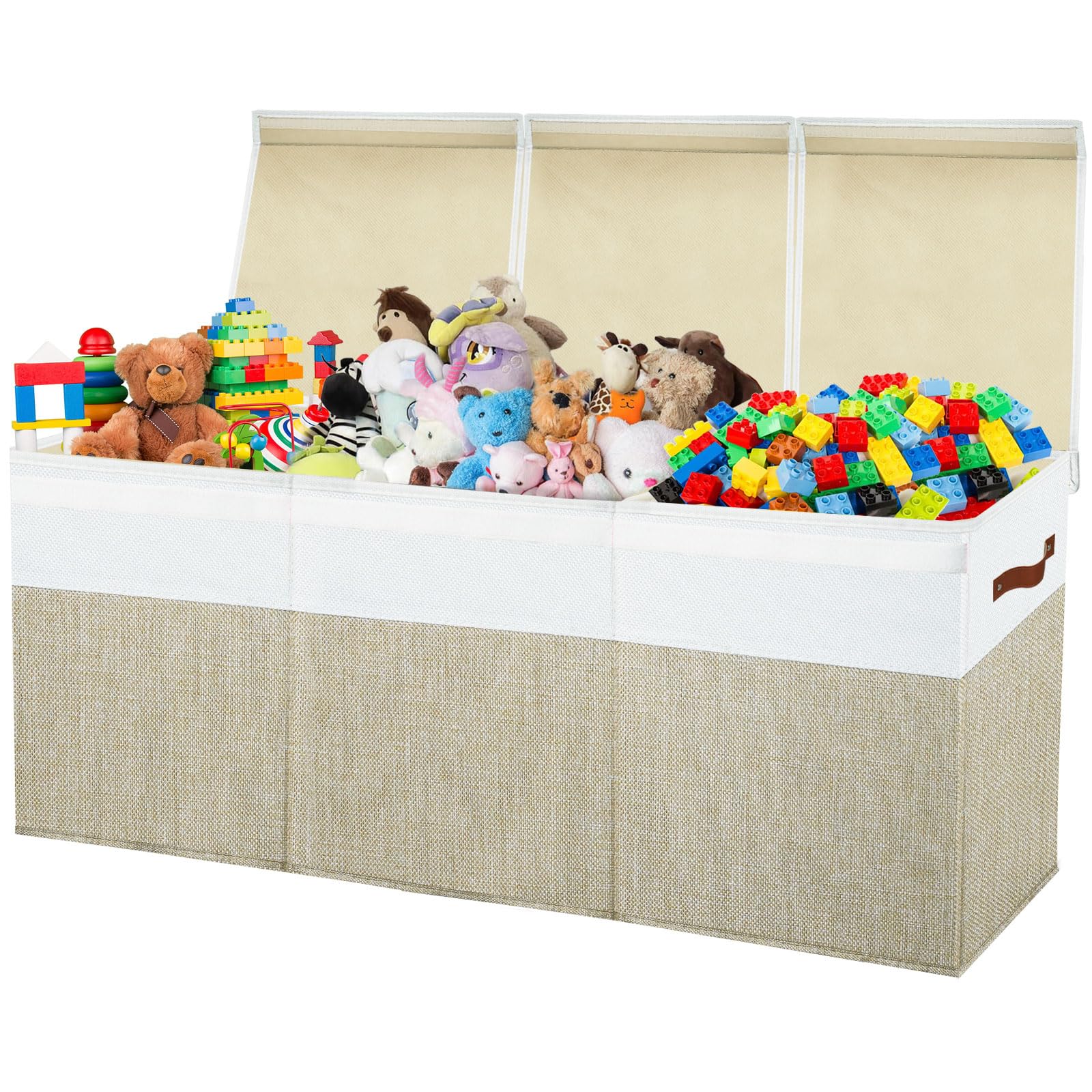 storasier Large Toy Box Chest,Toy Storage Organizer,Storage Bins with Lids,Stuffed Animal Storage,Toy Bins for Kids,Toddlers,Baby,Girls,Nursery,Living Room,playroom(Beige)