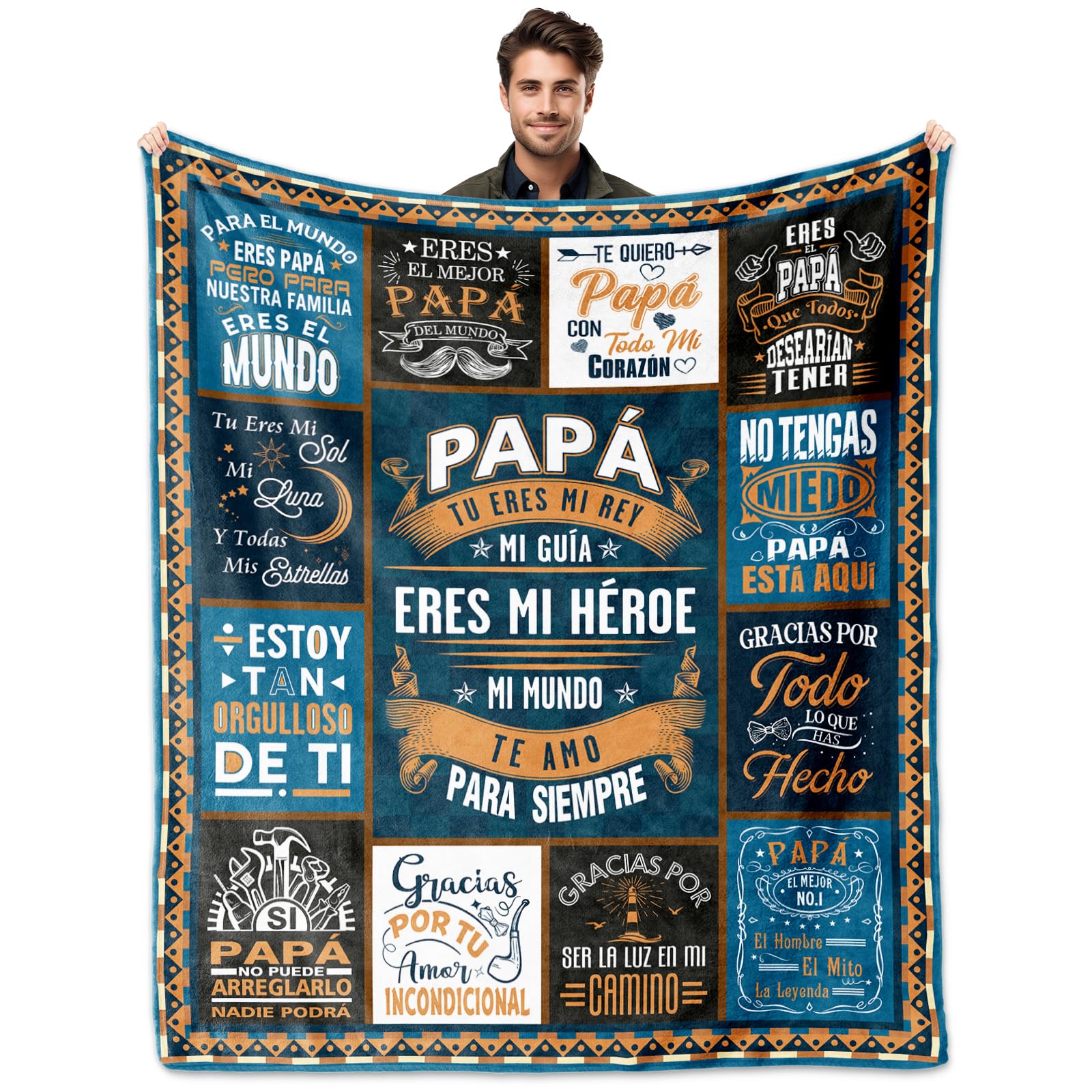 Regalos Para Papá, Dia De Las Padres Papá Regalos, Gifts for Dad Blanket 60x50in, Father's Day Dad Gifts from Daughter/Son, Dad Birthday Gifts, Dad Gifts in Spanish, Regalo De Cumpleaños/Navidad PaPá