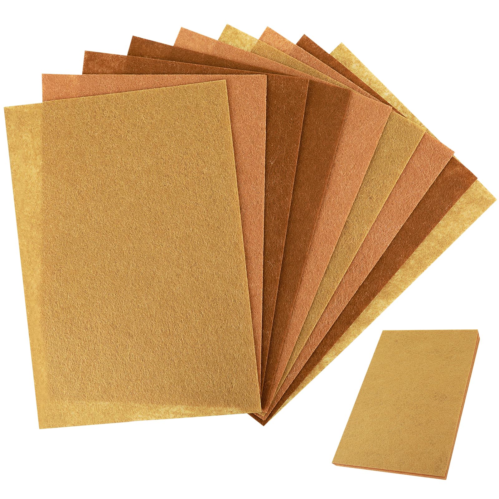 Telooco 9Pcs Brown Wool Felt Sheets 11.8x7.9In Tan Felt Sheets 1mm Felt Fabric Wool Felt Sheets DIY Patchwork Rug Arts and Crafts Fabric(3 Colors)