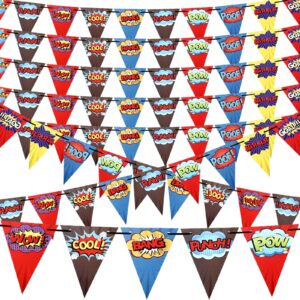 breling 8 pcs hero birthday party banner hero birthday party decorations hero paper pennant banner garland decor for kids boys birthday party supplies baby shower wall decoration