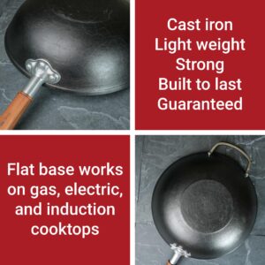 Nomware premium 14-inch lightweight cast iron wok (includes glass lid and chain mail scrubber)