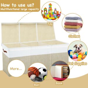 storasier Large Toy Box Chest,Toy Storage Organizer,Storage Bins with Lids,Stuffed Animal Storage,Toy Bins for Kids,Toddlers,Baby,Girls,Nursery,Living Room,playroom(Beige)