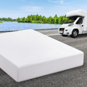 rv mattress short king 10 inch memory foam mattress, quality green tea/gel medium firm bed mattress in a box for camper/trailer/truck, certified mattress pad made in usa 75'' x 72''