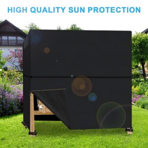 Garden Swing Cover,Patio Swing Cover for Triple Seater ,600D Oxford Waterproof UV Swing Seater Protector Cover with Zippers and Buckles，All Weather Protection,Black (Black,254*150*183cm)