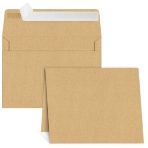 blank cards and envelopes 5x7, 25 pack brown invitation cardstock with 25 pack envelopes, self-seal thank you blank greeting cards and envelopes, print custom, for all occasions diy