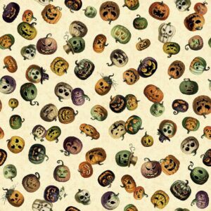 generic qt fabrics creepsville by morris creative group 30205 e cream pumpkin toss fabric, mixed