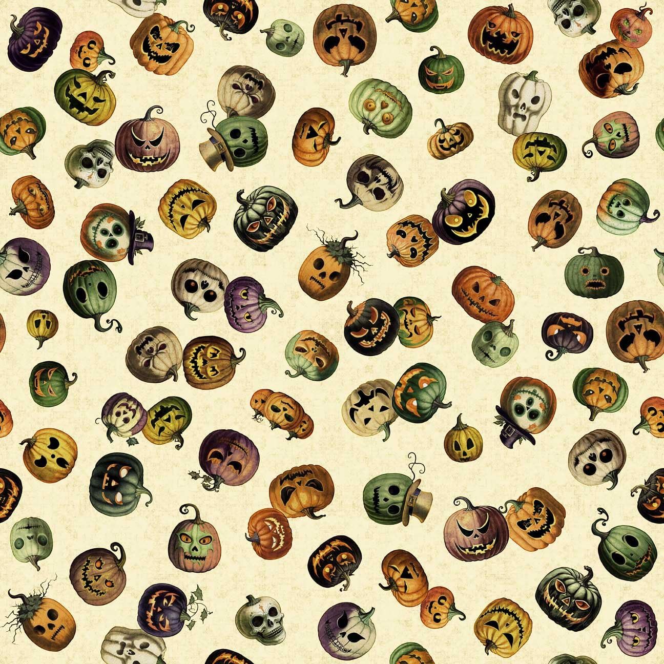 Generic QT Fabrics Creepsville by Morris Creative Group 30205 E Cream Pumpkin Toss Fabric, Mixed