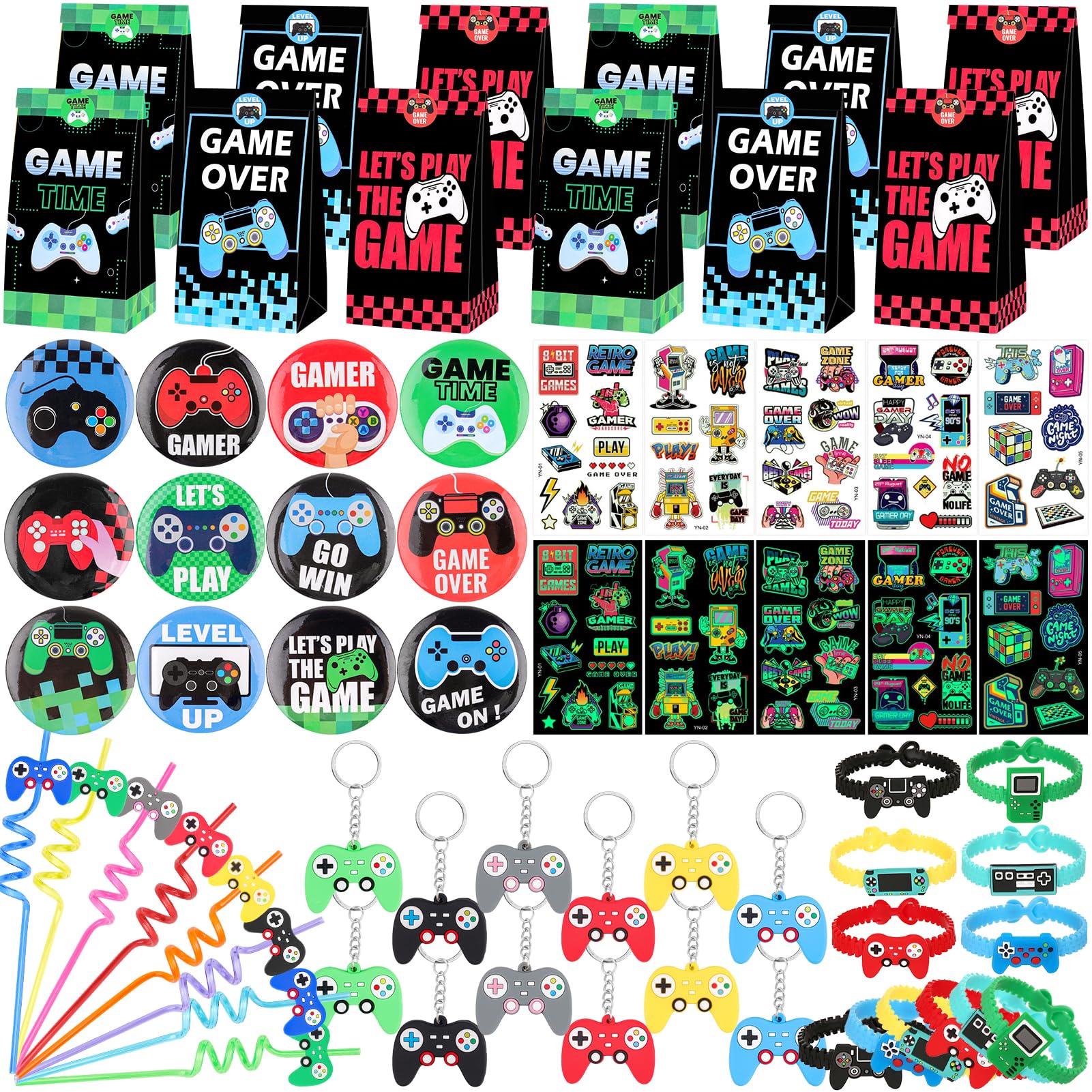 ANPHILE Video Game Party Favors for Kids, Video Game Birthday Party Supplies Gifts Pinata for Birthday Kids Age 3-5, 6-8, Video Game Party Favors Bags Treat Bags for Graduation, Birthday