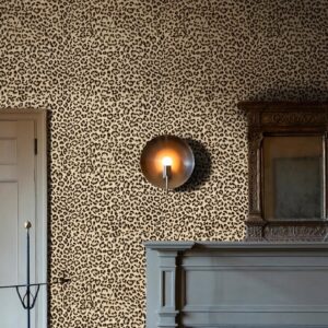 Simon&Siff Leopard Peel and Stick Wallpaper 17.3"x60" Black/Brown Vintage Animal Removable Wallpaper Renter Friendly Waterproof Modern Contact Paper for Bedroom Bathroom Cabinet