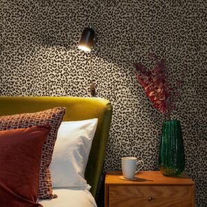 Simon&Siff Leopard Peel and Stick Wallpaper 17.3"x60" Black/Brown Vintage Animal Removable Wallpaper Renter Friendly Waterproof Modern Contact Paper for Bedroom Bathroom Cabinet