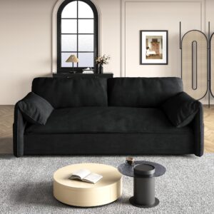 GNIXUU 63.8" Queen Pull Out Sofa Bed, Velvet Convertible Sleeper Sofa Couch with Side Storage, Comfy Loveseat Bed Pull Out Couch for Living Room, Apartment, Small Space(Black)