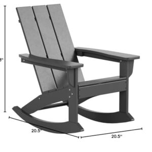 thevepon Rocking Chair Outdoor, All Weather Resistant Patio Rocking Chair, Poly Porch Rocker for Lawn Yard Backyard Garden, Grey