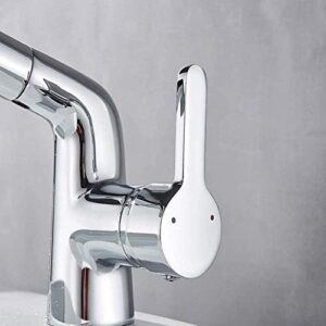 TECKI Kitchen Taps Faucet Chrome Bathroom Faucets Pull Out Bath Basin Faucet Basin Mixer Faucets Deck Brought The Mode with Two Nozzles Where Hot and Cold Water Mixes