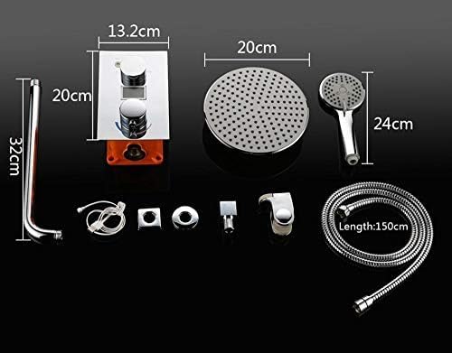 TECKI Kitchen Taps Brass Wall Mounted Bathroom Thermostatic Faucets Mixer Bath Shower Set With Round Shower Head Chrome Finish