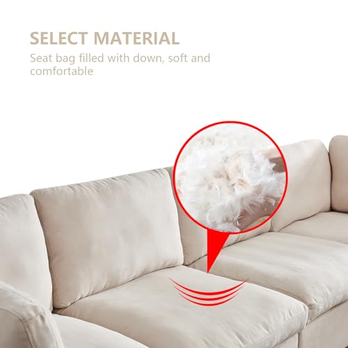 Free Combination Convertible Modular Sectional Sofa Cloud Couch Bed with Down Filled & Washable Seat/Back Cushions, Deep Seat Reversible Sleeper Corner Sofa&Couches for Living Room Office