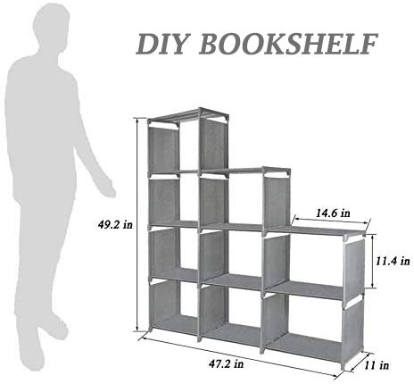 HOSTARME Bookshelf Kids 9 Cube Book Shelf Organizer Bookcase DIY for Bedroom Classroom Office (Gray), Grey