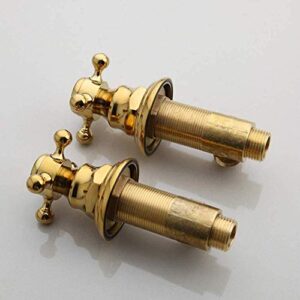 TECKI Kitchen Taps Faucet Bath Bathtub Retro Spout Golden Polished 3 Pieces Wash Basin Sink Brass Faucets Deck Mounted Cold and Hot Water Mixer Tap