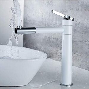 Kitchen Taps Basin Faucet White Single Handle Lavatory Single Hole Water Vanity Sink Bath Basin Mixer Tap Solid Brass Faucets-1