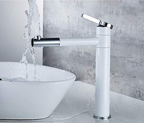 Kitchen Taps Basin Faucet White Single Handle Lavatory Single Hole Water Vanity Sink Bath Basin Mixer Tap Solid Brass Faucets-1