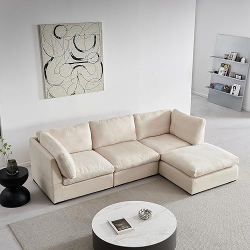 Free Combination Convertible Modular Sectional Sofa Cloud Couch Bed with Down Filled & Washable Seat/Back Cushions, Deep Seat Reversible Sleeper Corner Sofa&Couches for Living Room Office