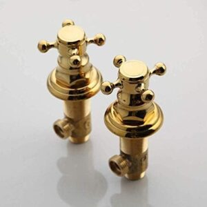 TECKI Kitchen Taps Faucet Bath Bathtub Retro Spout Golden Polished 3 Pieces Wash Basin Sink Brass Faucets Deck Mounted Cold and Hot Water Mixer Tap