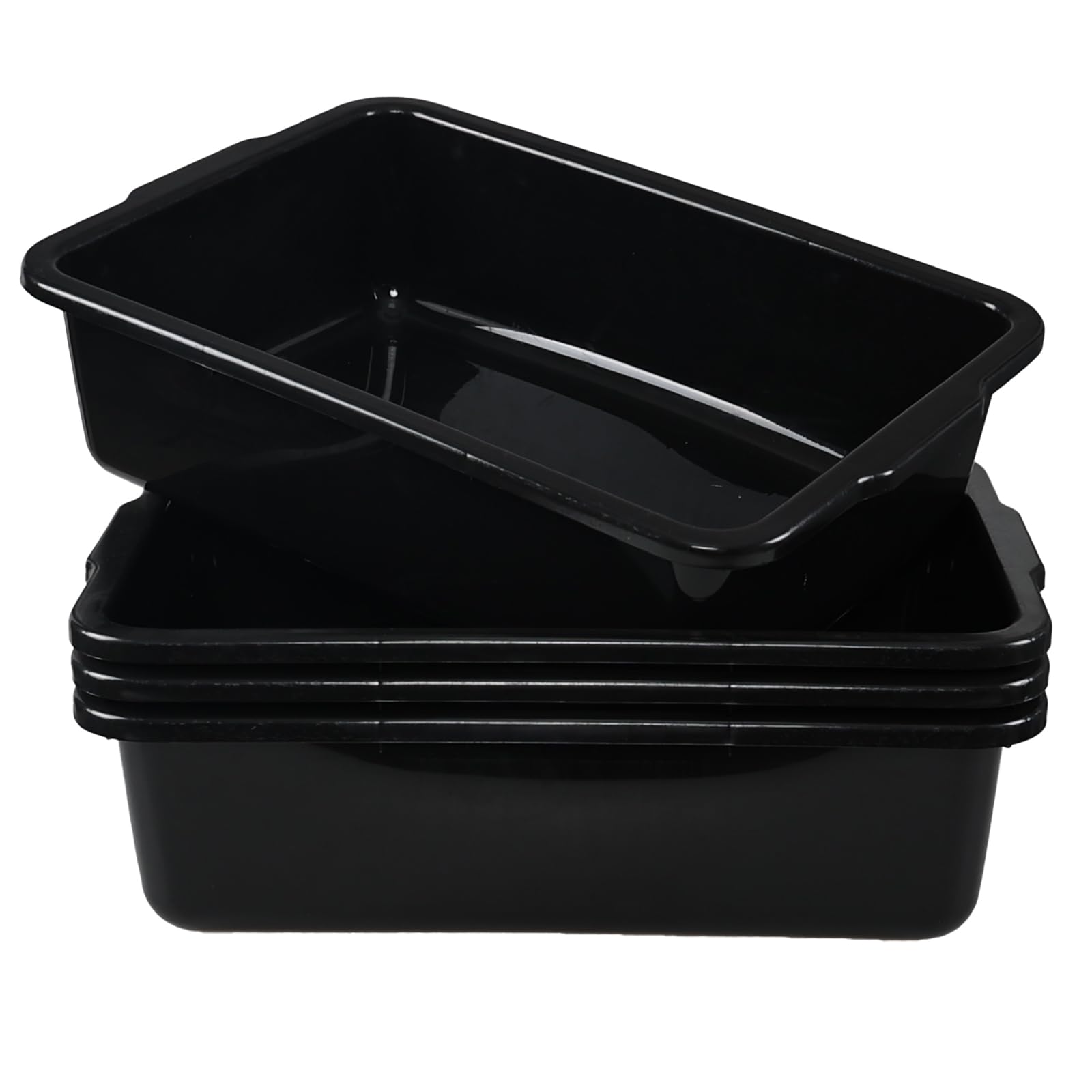 Loiycg 32 Liter Commercial Bus Tub, 4 Pack Large Plastic Bus Box, Black