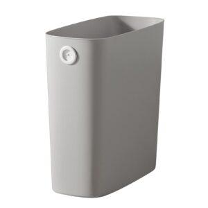 keebgyy small trash can, plastic small trash can, slim garbage can, plastic waste basket with handles container bin for narrow spaces bathroom, bedroom, kitchen, office at home(warm gray)