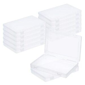 patikil 9x6x1.2inch clear storage box with hinged lid, 12pack plastic stackable rectangle organizer container for beads jewelry small items art craft projects