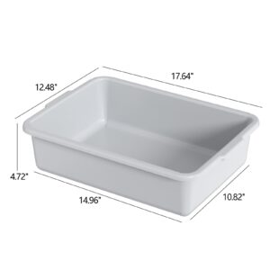 Sosody 13 L Commercial Plastic Bus Box, Plastic Utility Bus Tub, Gray, 4 Packs