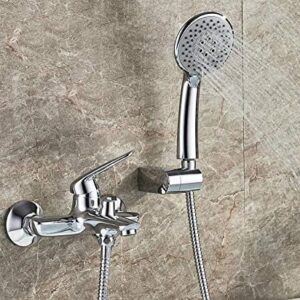 Kitchen Taps Shower Faucet Wall Mounted Antique Brass Polished Bathtub Faucet With Hand Shower Bathroom Bath Shower Faucets