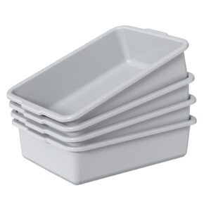 sosody 13 l commercial plastic bus box, plastic utility bus tub, gray, 4 packs