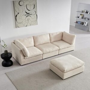 Free Combination Convertible Modular Sectional Sofa Cloud Couch Bed with Down Filled & Washable Seat/Back Cushions, Deep Seat Reversible Sleeper Corner Sofa&Couches for Living Room Office