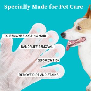 Pet Glove Wipes for Dogs Cats, Extra Thick Hypoallergenic Dog Dry Cleaning Bath Gloves Wipes Deodorizing for Paws/Butt/Teeth/Ear/Eye, Cat Grooming Glove Wipes for Daily Care Traveling(12pcs/2pack)