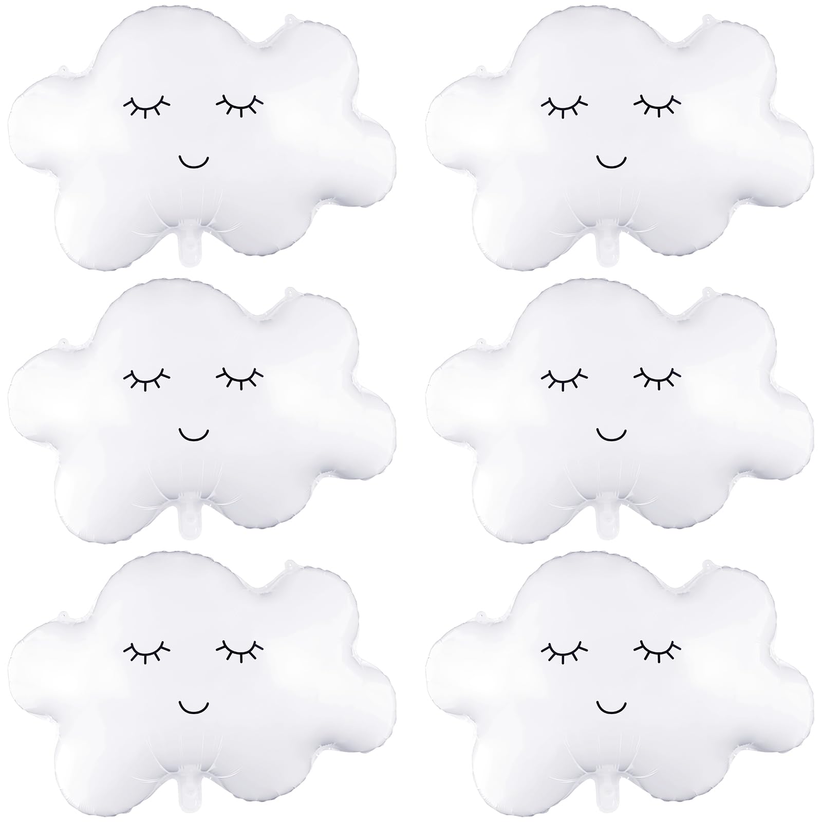 6 Pieces Cloud Balloons,White Cloud Foil Balloons,Cloud Balloons Baby Shower,Cute Cloud Shaped Balloons for Boys Girls Baby Shower Themed Party Birthday Party Wedding Decorations Supplies (Facecloud)