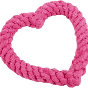 Pink Cute Dog/Cat Chew Toys, Dog Toys for Chewers, Heavy Duty Dental Dog Rope Toy for Dogs, Creative Love Heart Shaped Interactive Rope Dog Toys, Cotton Puppy Teething Chew Tug Toy Dark,Pink Dog Toys