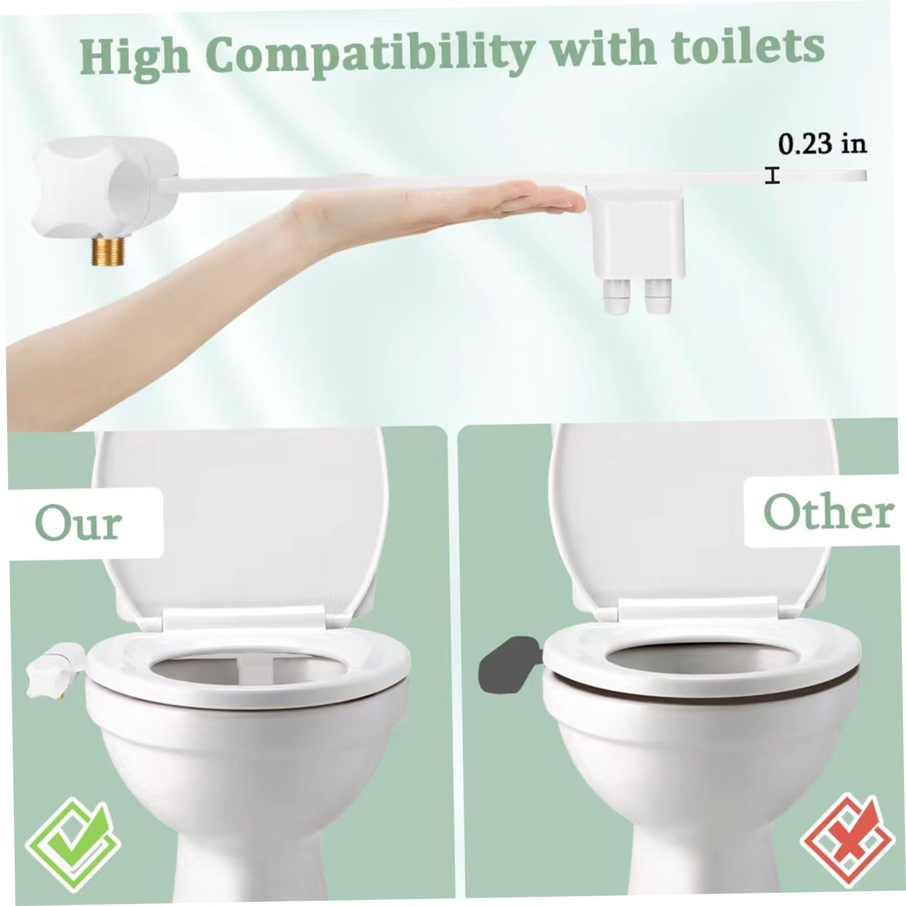 bbJJbbY Bidet Attachment for Toilet UK, Toilet Bidet Attachment, Ultra-Slim Bidet Sprayer with Dual Nozzle, Non-Electric Bidet Spray Adjustable Pressure for Feminine/Posterior Wash Home Supplies